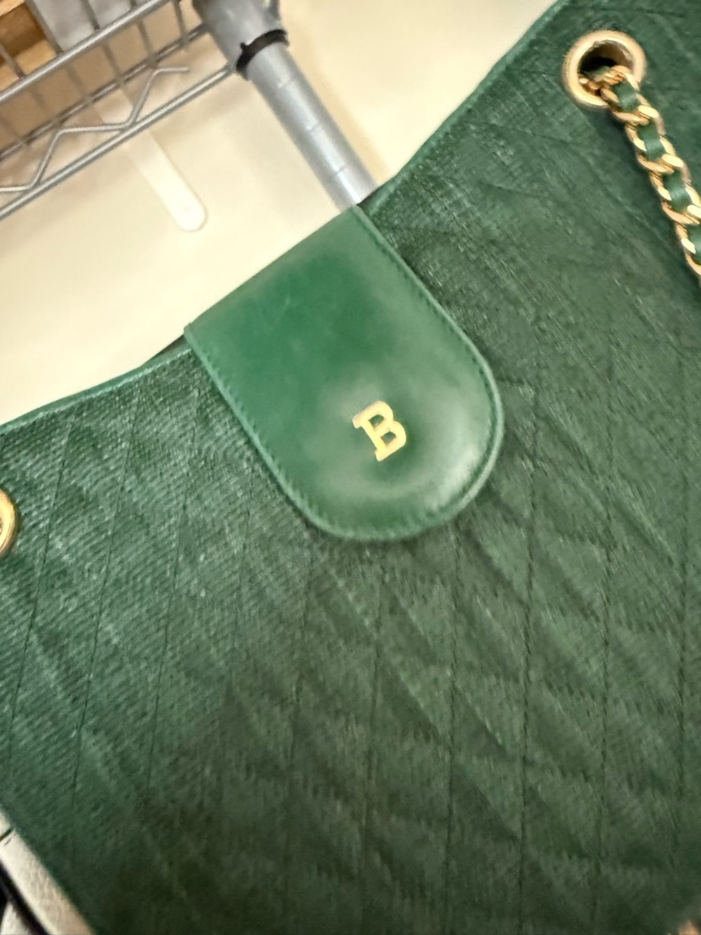 Vintage BALLY dark,green shoulder bag, RARE EUC - Picture 7 of 15